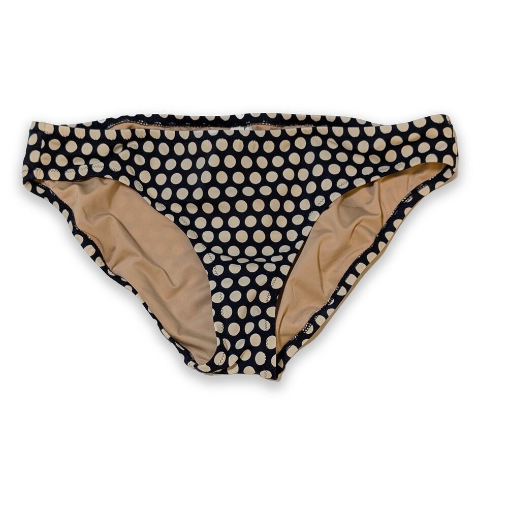 J.Crew Navy Off White Polka Dot Swim Bottom Bikini Pool Women's Size Medium